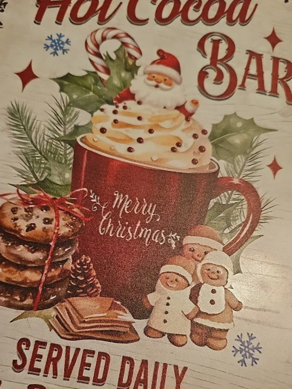 Merry Christmas Hot Cocoa Bar Sign in Red and Cream